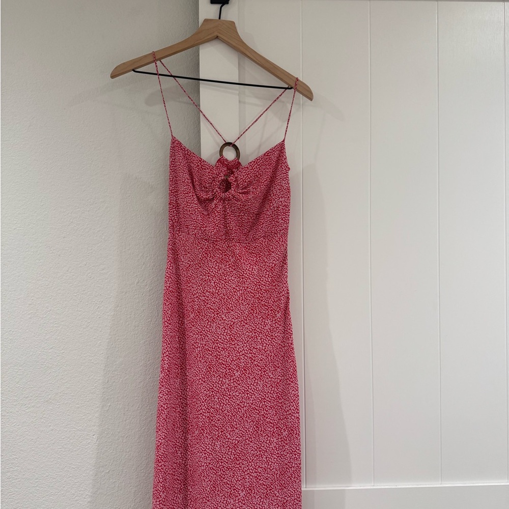 Zara Pink Spaghetti Strap Ring-Detail Dress